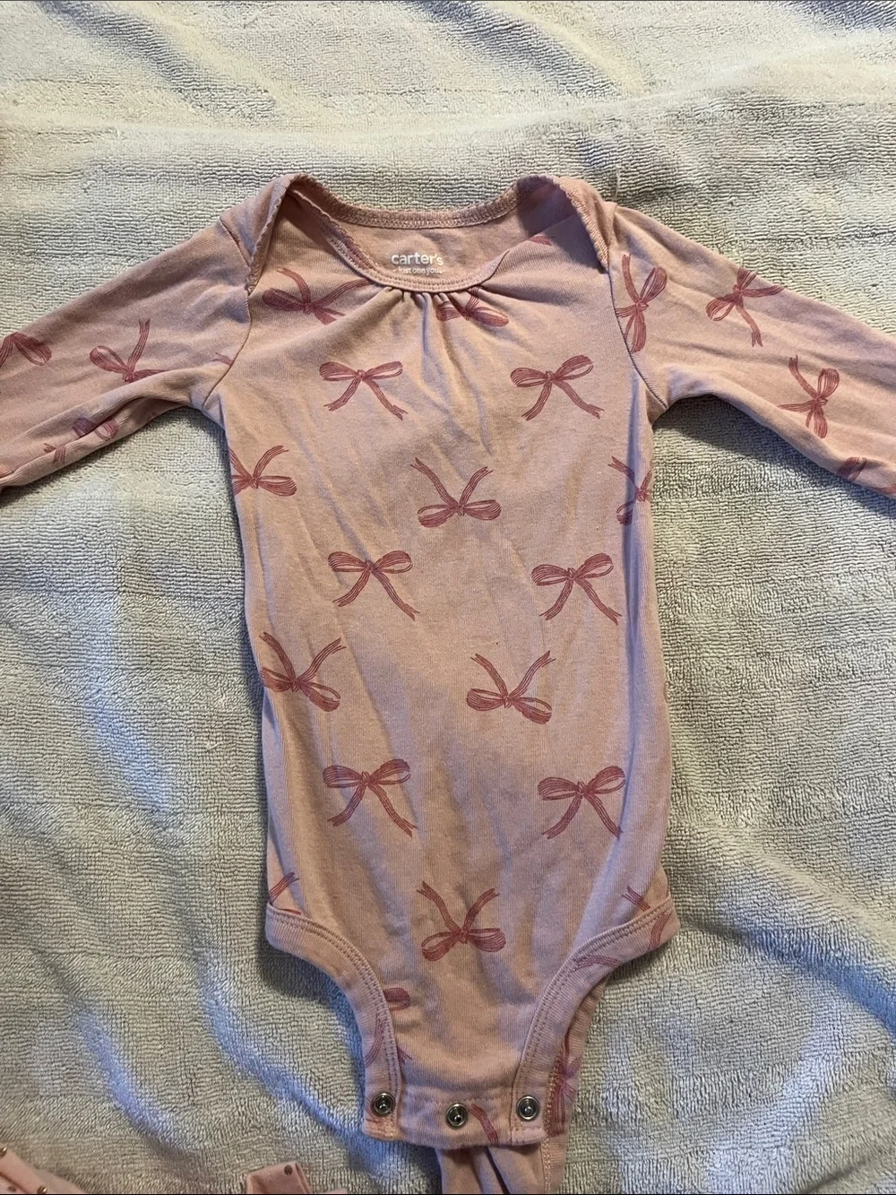 Carter's Pink and Cream Floral & Bow Long-Sleeve Baby Bodysuits - 5 Pack